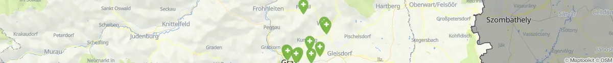 Kartenansicht für Apotheken-Notdienste in der Nähe von Gutenberg-Stenzengreith (Weiz, Steiermark)